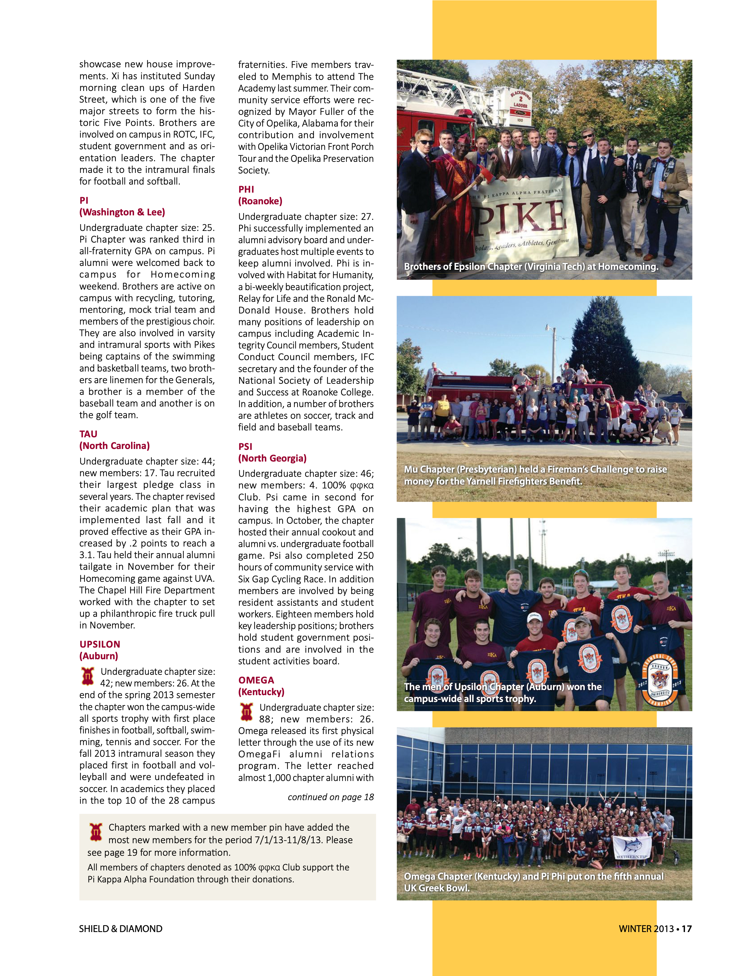 Chapters Marked With a New Member Pin...